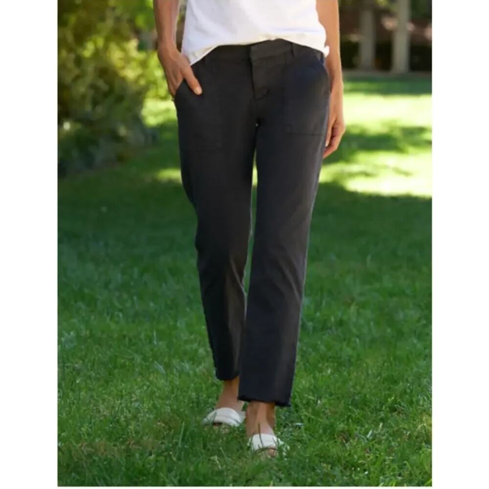 Frank & Eileen Blackrock Utility Pant Italian Peached Twill Washed Black Size 10
